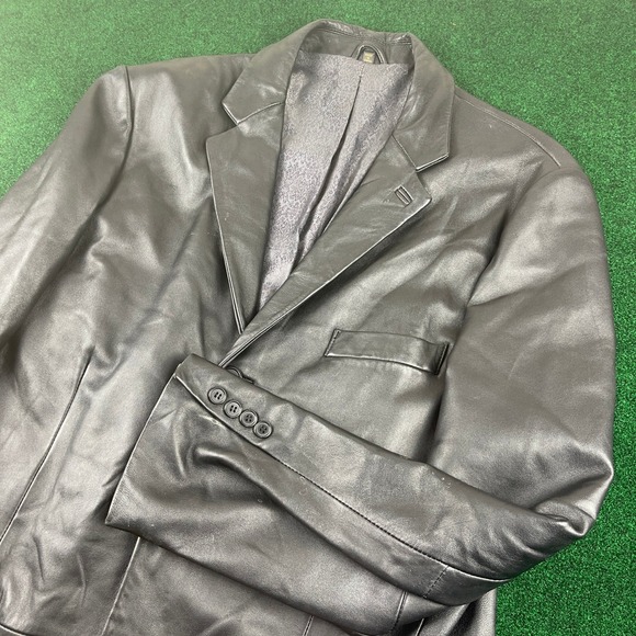 Other - F.R. Tripler & Co‎ Signature Gold Black Leather Blazer Jacket Mens 42L